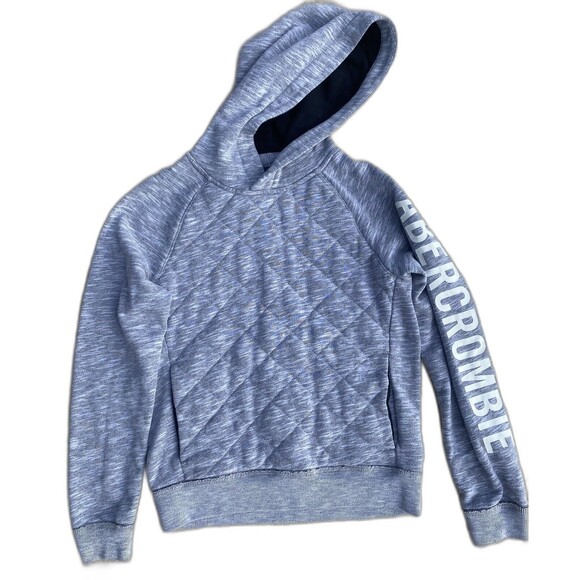 Abercrombie Kids Gray Pullover Hoodie Sweatshirt Quilted Cotton Blend 11/12 Boys - Picture 1 of 11
